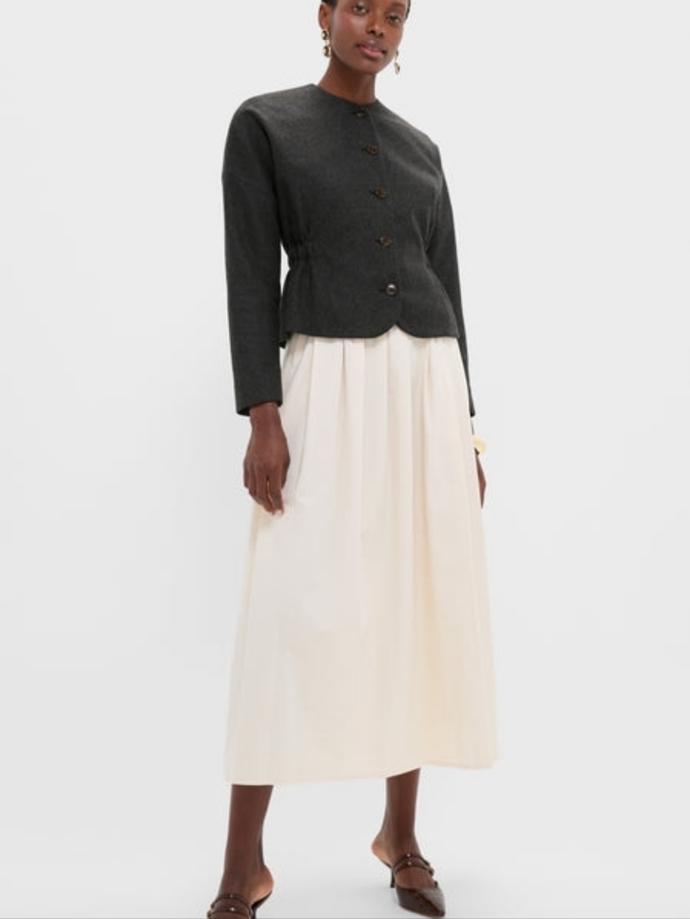 Emerson Fry Cream Maxi Pleated Skirt